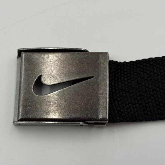 Nike Black Web Adjustable Belt Canvas Strap with Metal Buckle Fits Up To 47" - Picture 2 of 6